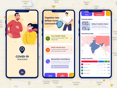 Covid-19 Tracking App concept corona corona virus coronavirus covid19 dashboard govt application health illustration infographic interaction design minimal mobile app telangana telangana govt tracking app ui uiux ux virus