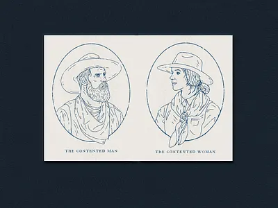 The Contented Man and Woman branding custom design hand drawn handmade illustration logo series vintage western