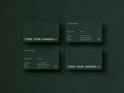 Tend Your Garden business cards collateral garden green icon identity pitch sans