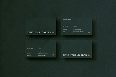 Tend Your Garden business cards collateral garden green icon identity pitch sans