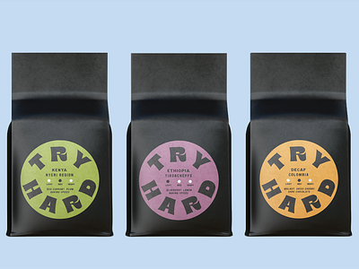 Try Hard Coffee Roasters brand branding design cafe coffee coffeebag coffeebar