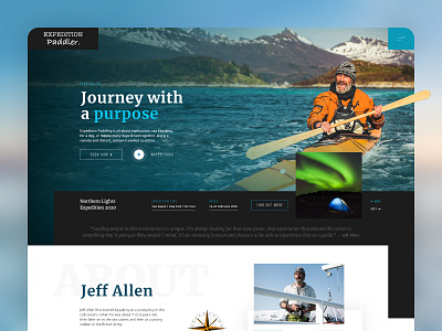 Explorer / Sea Kayaker Website Design adobe xd adventure clean explore graphic design homepage journey kayaking landing page mountains ocean paddler sea ui ux water web design webdesign website website design