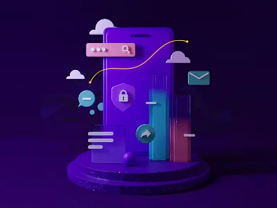 Dashboard app illustration 3d blender dashboard app illustration lowpoly