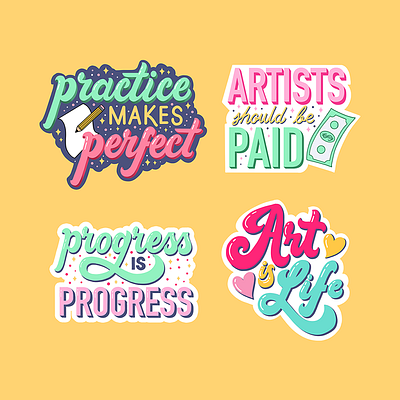 Homwork Challenge: Stickers graphic designer hand drawn type handlettering homwork illustration illustrator laurenhom lettering script lettering stickers typography