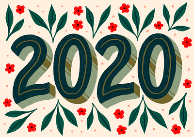 2020 2020 dropshadow flowers hand lettering illustration inline lettering type typography