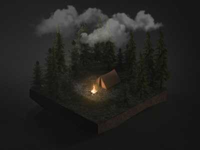 Simple Forest_1 3d c4d design isometric lowpoly