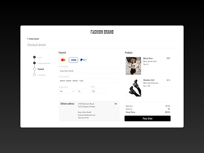 Daily UI 002 / Credit Card Checkout checkout credit card daily ui ecommerce fashion