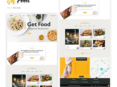 Getfood Restaurant website design animation app branding icon illustration illustrator minimal typography ux vector