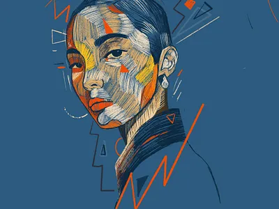 Red thoughts flat illustrate illustrated illustration illustrations illustrator lines portayed portrait portrait art portrait illustration portrait painting portraits shjapes