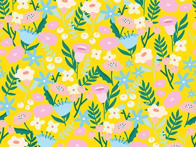 Flowerpattern yellow art artwork design digital flower illustration flower pattern flowers flowers illustration illustration pattern