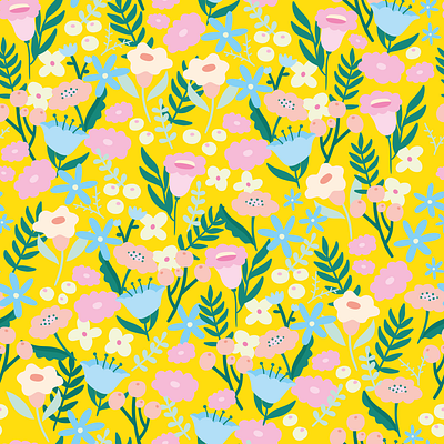 Flowerpattern yellow art artwork design digital flower illustration flower pattern flowers flowers illustration illustration pattern