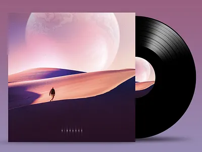 VIBRANCE. Vinyl Cover desert digital digitalart illustration inspiration man minimal modern music nature pastel planet sand surrealism trend vibrance vinyl