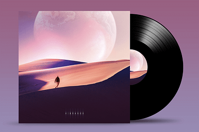 VIBRANCE. Vinyl Cover desert digital digitalart illustration inspiration man minimal modern music nature pastel planet sand surrealism trend vibrance vinyl