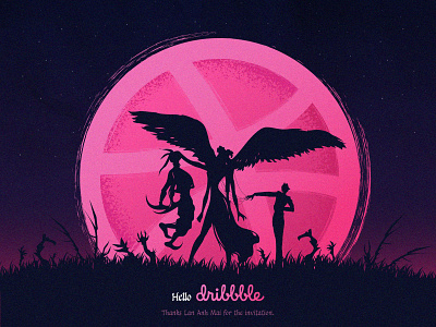 Hello Dribbble! artwork debut hello dribbble illustration karakuri circus manga characters silhouette