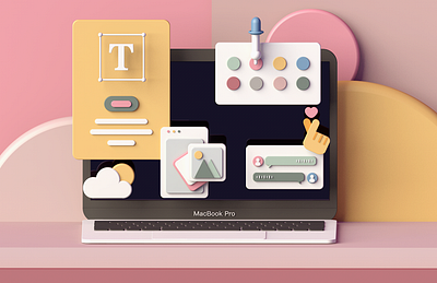 MacBook_C4D desktop macbook pink