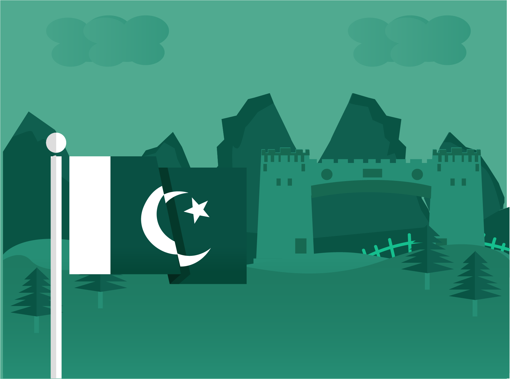 Example of Pakistan Flag and Babe Khyber Illustration
