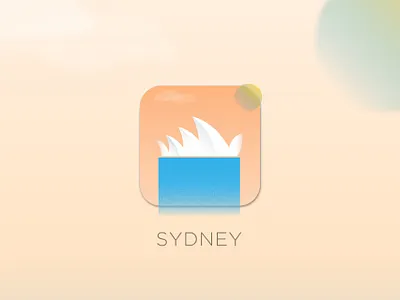 Travel Sydney - App Icon app australia brand identity cityscape clouds daily ui grain icon illustrator iphone minimal mobile shading sun sydney sydney opera house tile travel waterfall xd
