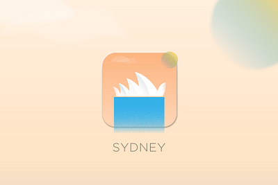 Travel Sydney - App Icon app australia brand identity cityscape clouds daily ui grain icon illustrator iphone minimal mobile shading sun sydney sydney opera house tile travel waterfall xd