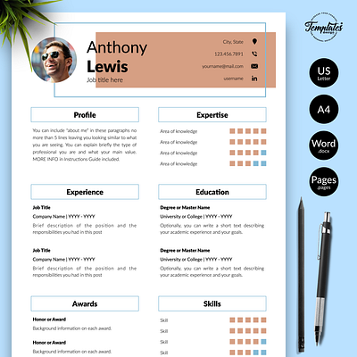 Creative Resume for Word & Pages “Anthony Lewis” architect resume best resume template creative resume cv template draughtsman resume engineer resume engineering cv modern resume modern resume design one page resume professional resume resume for word resume template resume template word technical resume three page resume two page resume