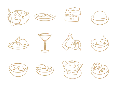 Custom Icons for Pad Thai KC Mobile App icon set icons mobile app restaurant ui