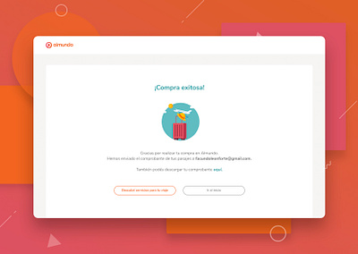 Confirmation message for Almundo app design ui ux web