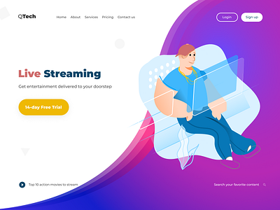 Live Streaming branding design gradient live streaming ui web design website