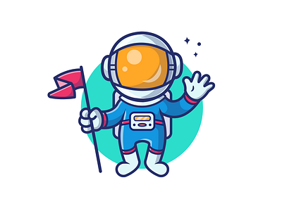 We're Touchdown Capt!!!" 👨‍🚀🏁🌝 astro astronaut character cosmonaut cute earth flag galaxy helmet icon illustration logo mascot moon people planet rocket space spaceman universe