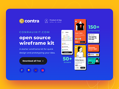 Contra Wireframe Kit app blue clean colorful contra iphone uikit wireframe