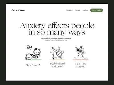 Overly Anxious Web branding clean color design illustration layout minimal ui web website
