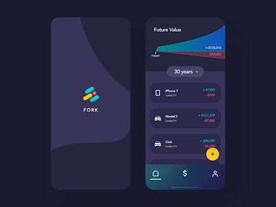 Fork - Finance & Liabilities Concept app app design banking banking app clean colorful design finance finance app ios minimal mobile app mobile ui money product simple