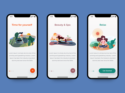 Relaxing Activities Concept design gradient illustration ios onboarding onboarding screens relaxation relaxing ui visual design walkthrough