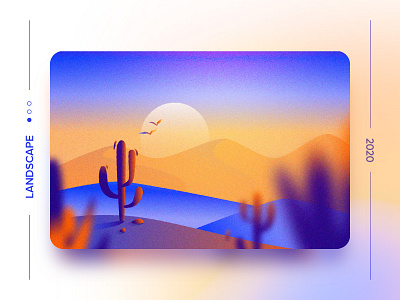 Landscape 3 - Freebie Wallpaper birds bright cactus concept desert design desktop download flat freebie freebies gradient illustration inspiration lanscape laptop sun ui vector wallpaper