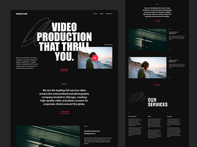 Daily UI #003 Landing Page black clean creative dailyui dark homepage inspiration landing page layout minimal ui uiux videoproduction visual design web webdesign