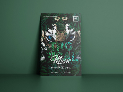 Tropical Music Flyer Template event event flyer flyer flyer download flyer free flyer psd free flyer template music night night club flyer night party nightclub nightclub flyer techno template template flyer templates tropical beach