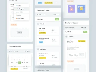 Employee Tracker | WFH | Mobile Design 2d adobe xd employee tracker mobile app design progress project management task to do ui ux design user experience user interface design work from home