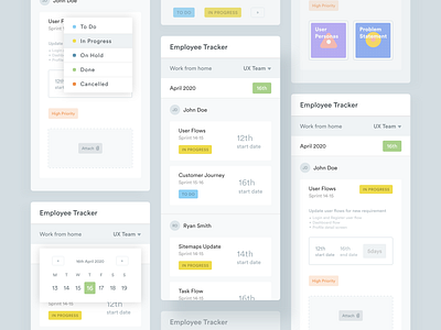 Employee Tracker | WFH | Mobile Design 2d adobe xd employee tracker mobile app design progress project management task to do ui ux design user experience user interface design work from home