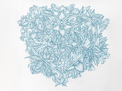 Floral Heart blue detail detailed details fineliner flower flower illustration flower pattern flowers flowery hand drawn heart illustration illustration art illustrator ink inking intricate pattern rapidograph