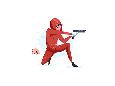 Money Heist character design flat illustration red shooting
