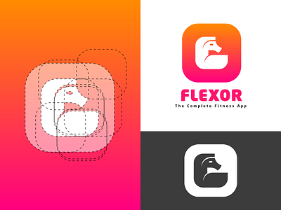 Flexor Logo Construction almatho app logo branding colours construction fitness fitness logo flexor health horse logo icon logo logo concept logo construction logo design muscle visual