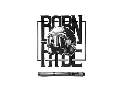 Born Ride drawing illustration ink inking snowboard