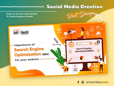 Importance of Search Engine Optimization (SEO) background art banner design facebook ad illustration instagram post layoutdesign linkedin photoshop seo social media socialmediaads socialmediapost twitter feed