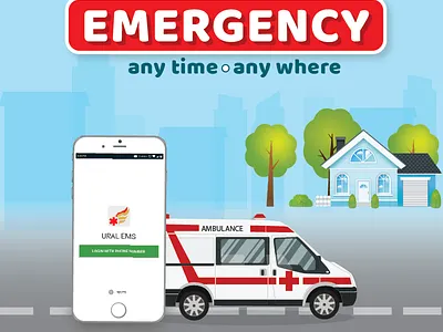 App-based ambulance service banner branding design facebook