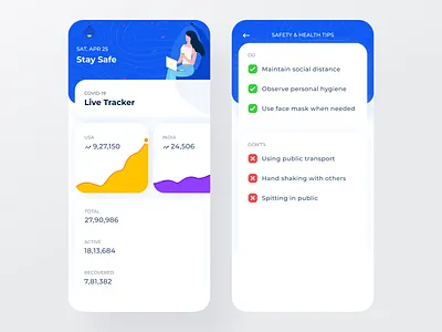 Covid Live Tracker app color corona virus coronavirus covid covid 19 covid19 gradient graph health illustration interaction ios mobile onboarding tracker ui ux