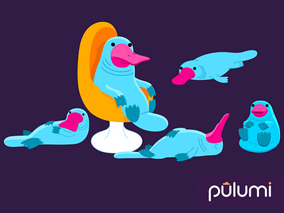 more Pulumipus poses animal aquatic branding cartoon character code colour design dribbble duck fantasy illustration internet mascot platypus pulumi tech