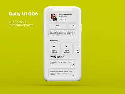 Daily UI 006 User Profile app daily ui 006 dailyui design neomorphism profile ui design user user profile