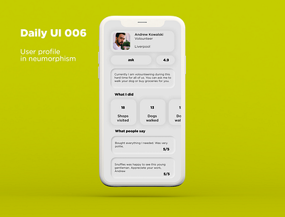 Daily UI 006 User Profile app daily ui 006 dailyui design neomorphism profile ui design user user profile