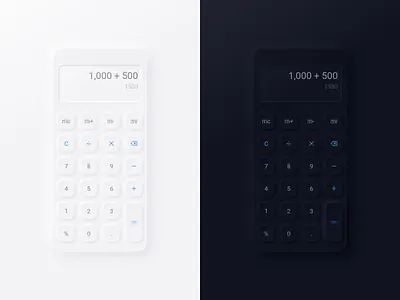 Neumorphism Calculator free UI kit app app design application application ui branding ui user experience user interface ux website