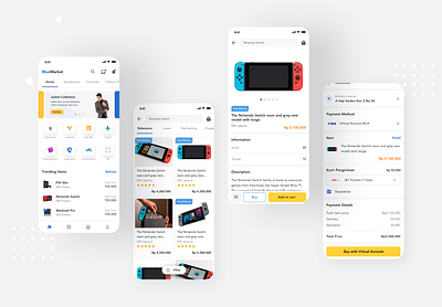 BlueMarket a E-Commerce Mobile App app dasboard design flat illustration ios minimal ui ux web