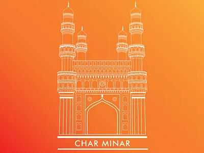 Charminar Illustration architecture city design flat hyderabad hyderabadtourism illustration illustrator india line art minimal art monument tourism vector