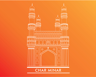 Charminar Illustration architecture city design flat hyderabad hyderabadtourism illustration illustrator india line art minimal art monument tourism vector